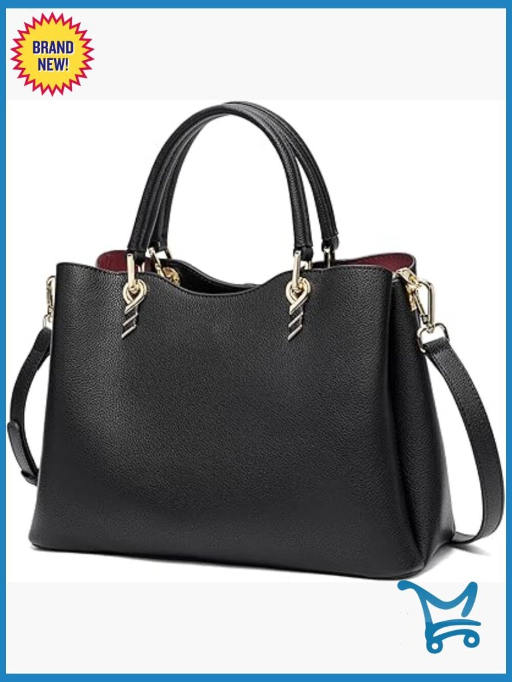 Genuine Leather Satchel Tote Shoulder Bag Crossbody Purse Medium Size